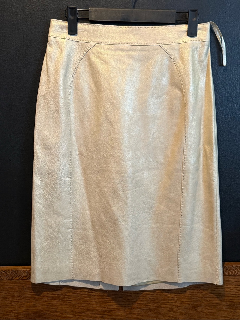 Elie Tahari Gold Leather Pencil Skirt